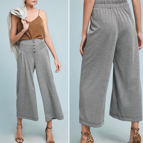 Anthropologie Pants - Anthro Maeve Houndstooth Wide Leg High Gaucho Pant
